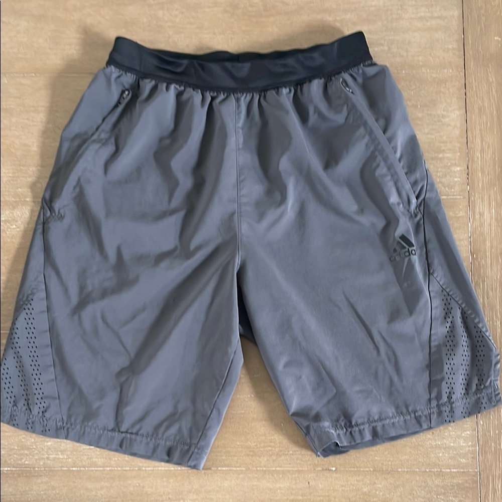 Adidas Gray and Black Athletic Shorts Lightweight Performance